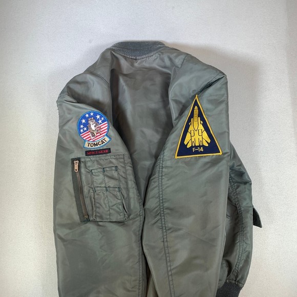 Space gear top gun nasa tomcat f-14 Bomber Jacket usaf vintage USA aviator - Picture 12 of 12